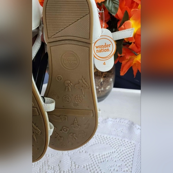 New Wonder Nation Floral Zipped Back Open-Toed Ankle Wrap Flats Sandal Fits 4/5 - Picture 4 of 7